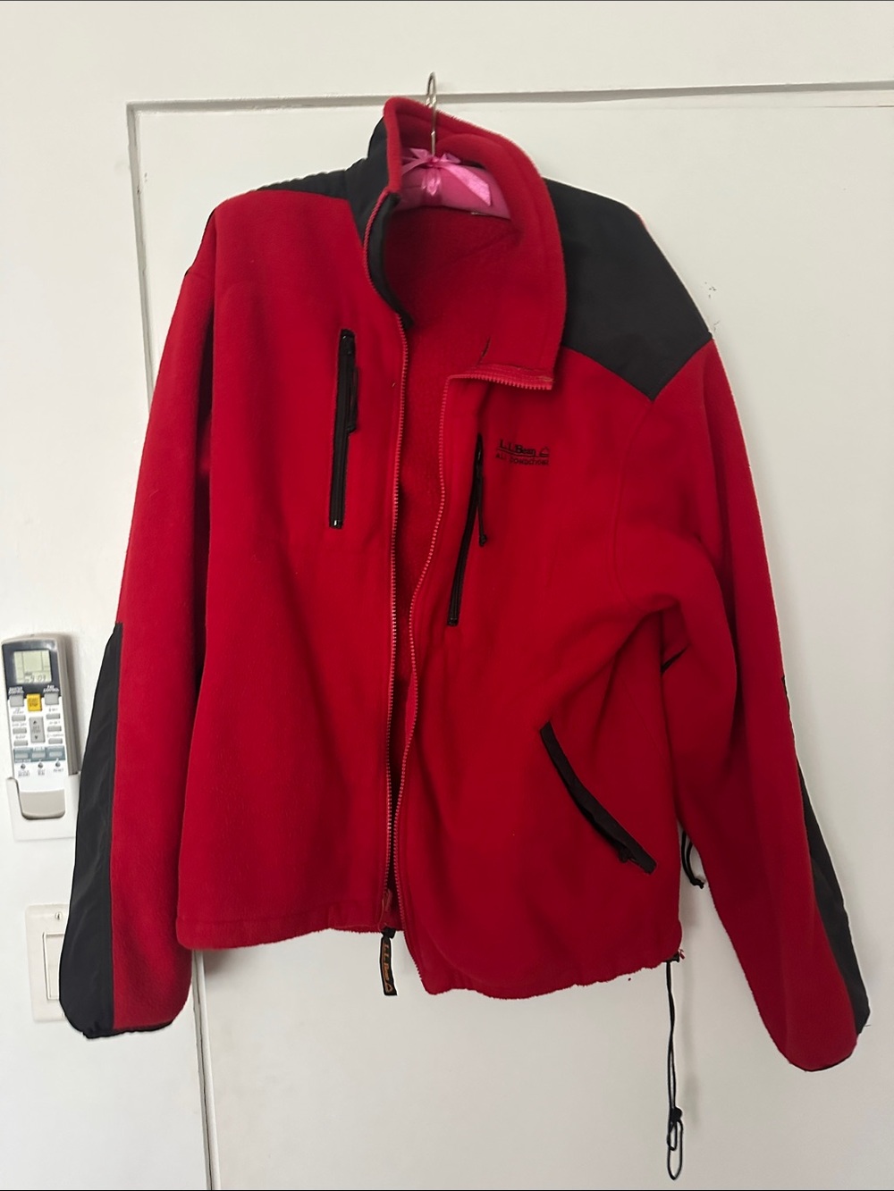 L.L. Bean Red Performance Jacket with Black Panels